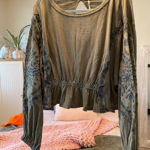 Army green Free people top